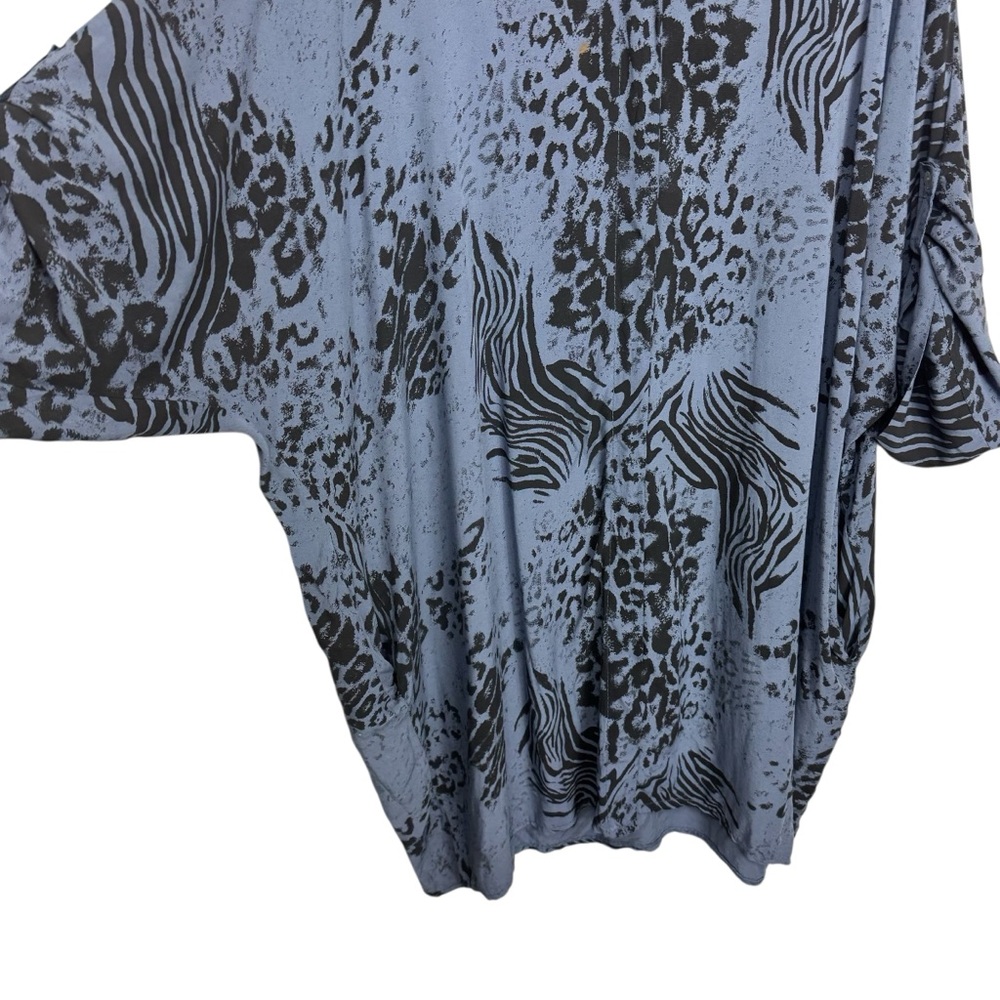 Blue and Black Animal Print Dress With Pockets Made in Italy - Picture 5 of 11
